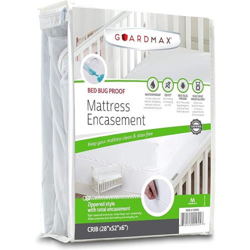 Guardmax Jersey Knitted Crib Size Zippered Mattress Encasement - Waterproof & Bed Bug Proof Mattress Protector - Comfortable, Soft, and Noiseless Zippered Bedding - Dust Mite Proof (28 x 52 x 6)