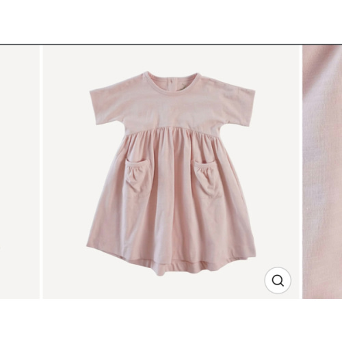 short sleeve gathered waist t-shirt pocket dress | rose smoke | organic cotton slub