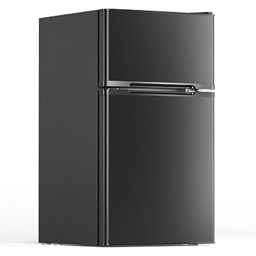 3.1 Cu.Ft Mini Fridge with Freezer, 2 Door Compact Refrigerator, Mini Fridge with Adjustable Removable Glass Shelves for Bedroom, Office, Dorm or Apartment, Black
