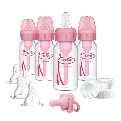 Dr. Brown's, Anti-Colic Baby Bottle Set, 4oz, Pink, 4 Pack