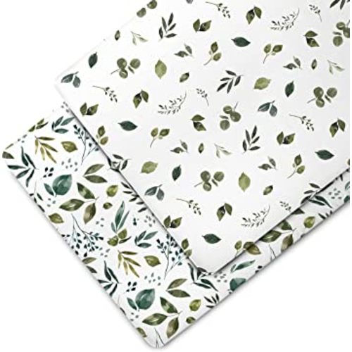 Neutral Crib Sheets Set - Premium Soft Cotton Fitted Baby Green - 2 Pack - Gender Neutral - Bed Mattress & Toddler Bed Sheet by Max&So