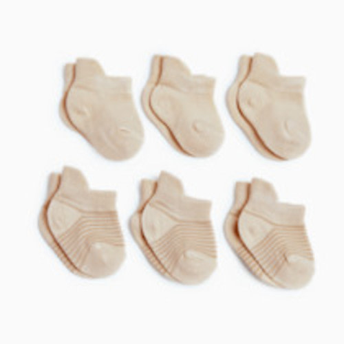 Tiny Kind Bamboo 6-Pack Socks - Ecru, 0-3 M