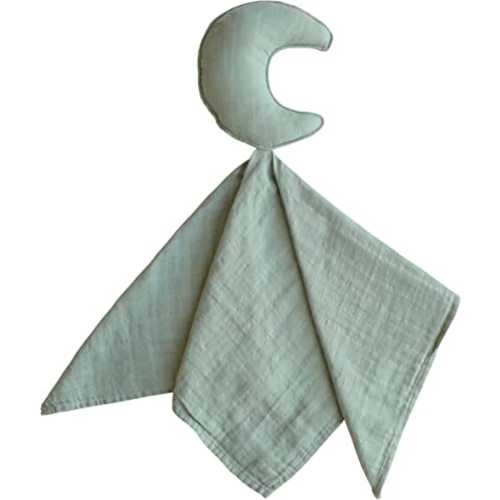 mushie Moon Security Blanket | Baby Lovey | 100% Organic Muslin Cotton (Roman Green)