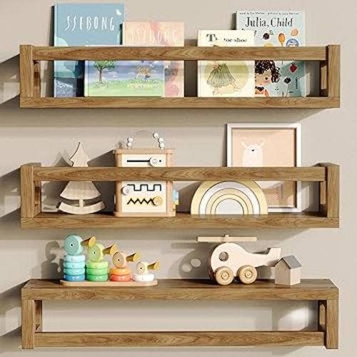 Amazon.com: TidyCorner Upgraded Thick Floating Shelves - Multi-Use Wall-Mounted Bookshelves for Kids and Nursery, Ideal for Books, Toys, Spice Rack, Decor - Walnut Brown : Home & Kitchen