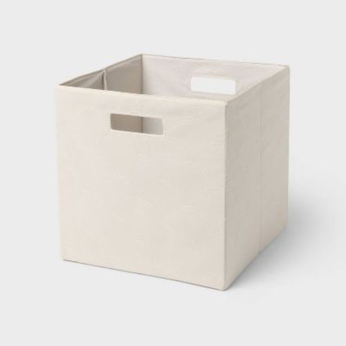 13''x13'' Fabric Decorative Storage Bin Embroidered Shells Khaki - Brightroom™: 13 Inch Storage Cube, Decorative Storage