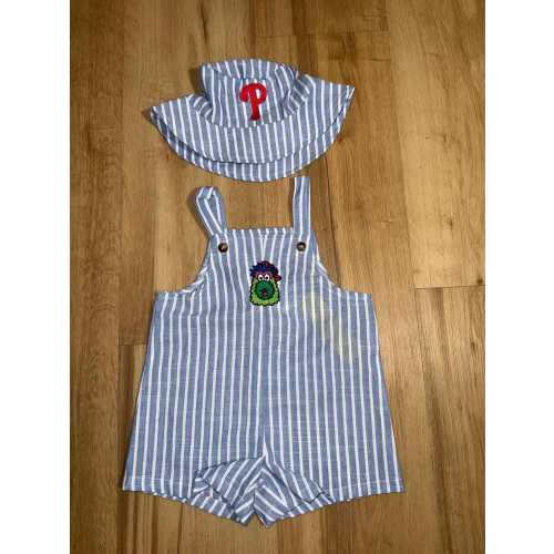 Phillies baseball embroidered outfit/hat 9-12m