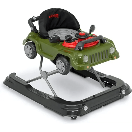 Jeep Classic Wrangler 3-in-1 Grow With Me Activity Walker - Features Music, Lights, Removable Play Tray, Push Walker Mode, Converts into Rolling Car Toy, Anniversary Green