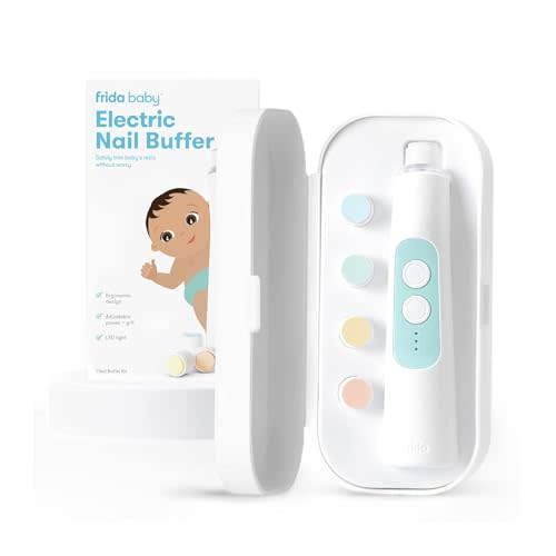 Frida Baby Electric Nail Trimmer, Safe & Easy Electric Nail File, Baby Nail Clipper & Nail Trimmer Kit for Newborn, Toddler, or Children Fingernails & Toenails, 4 Buffer Pads, LED Light, Storage Case