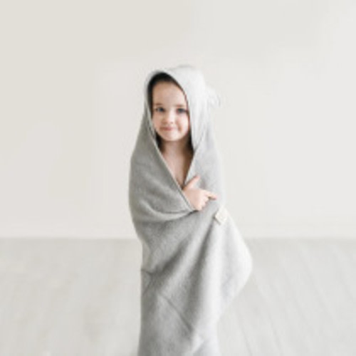 Natemia Organic Baby Hooded Towel - Grey, 1
