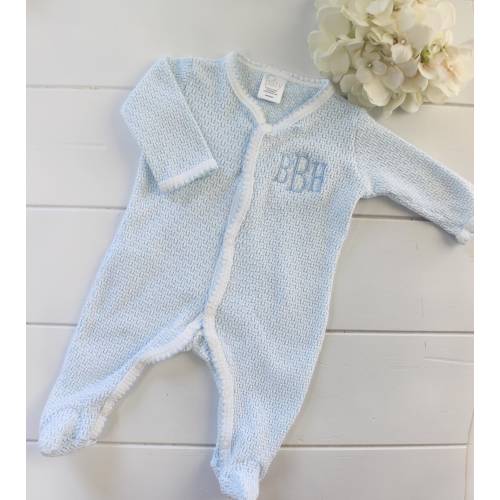 Baby Boy Monogram Footie Onesie Sleeper, Footed Layette Outfit Knitted, Baby Personalized Outfit, Coming home outfit, Baby shower gift