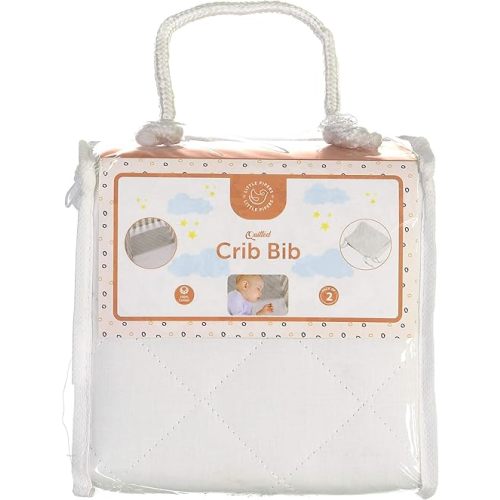 Abstract Quilted Portable Crib Bib Sheet Saver 24.5" X 13" (2 Pack, White)