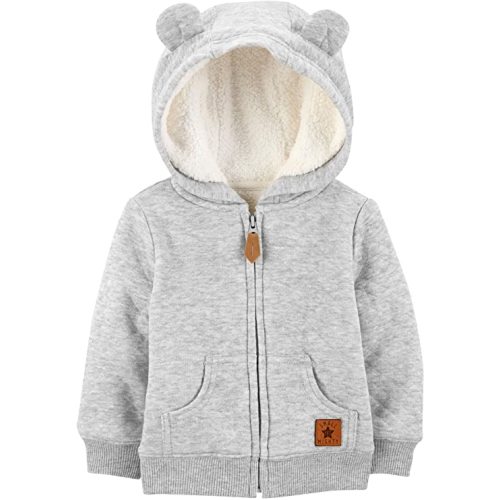 Simple Joys by Carter's Unisex Babies' Hooded Sweater Jacket with Sherpa Lining - 6-9 Months - Grey