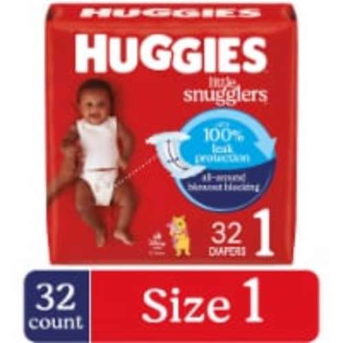 Huggies Little Snugglers Baby Diapers Size 1 (8-14 lbs), 32 count