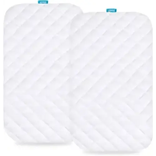 Waterproof Bassinet Mattress Pad Cover Compatible with Papablic 2-in-1 Bonni, Cowiewie and AMKE Baby Bassinet(33" x19”), 2 Pack, Ultra Soft Viscose Made from Bamboo Terry Surface
