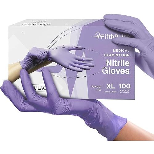 Lilac Nitrile Disposable Gloves - 100 Count - 3 Mil Nitrile Gloves X Large - Powder and Latex Free Rubber Gloves - Surgical Medical Exam Gloves - Food Safe Cooking Gloves