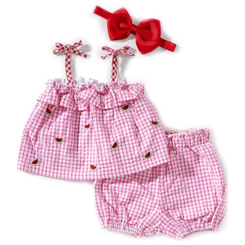 Adventurewear 360 Baby Girls 3-24 Months Woven Watermelon Sleeveless Ruffle Top & Shorts Set