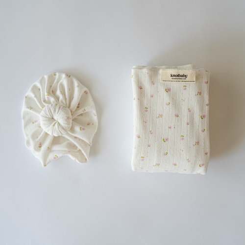 Headwrap and Swaddle Set in Petite Flora