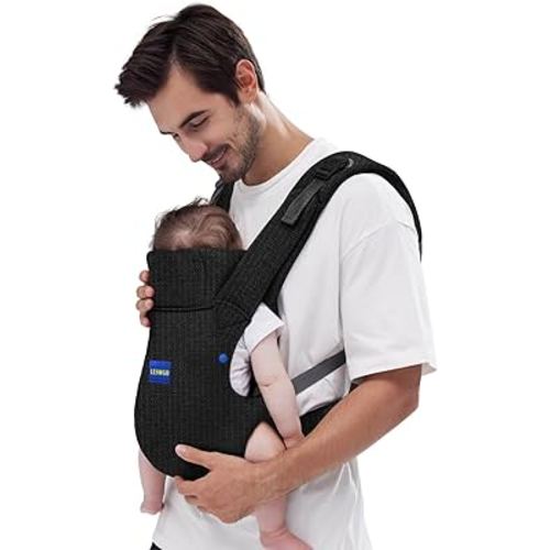 Baby Carrier Newborn to Toddler, Cozy Baby Wrap Carrier(7-44lbs), with Hook&Loop for Easily Adjustable, Soft Fabric,Breathable Black