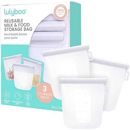 Lulyboo Reusable Silicone Breastmilk Storage Bag, 8 oz/250 ml | Breastfeeding Milk Storing Bag | Breast Pump Bag | 100% Silicone & Leak-Proof. 1 pc.