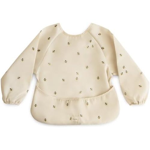 mushie Long Sleeve Baby Bib | Water Resistant Adjustable Fit for Ages 6-24 Months
