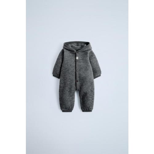 WOOL HOODED BODYSUIT - Dark gray | ZARA United States