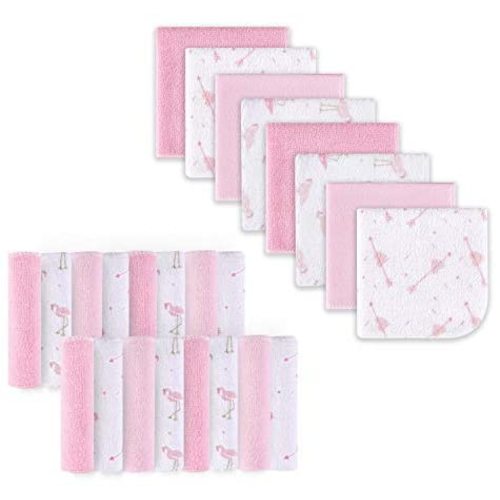 Baby Washcloths, Extra Soft and Ultra Absorbent Bath Cloth, Great Gifts for Newborn and Infants, 24 Pack, Flamingos
