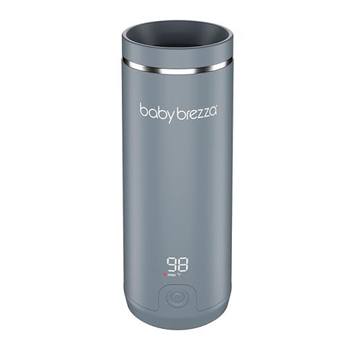 Baby Brezza Portable Warmer – 3X Faster Baby Bottle Warming - Travel Breastmilk and Formula Warmer - Safe, Even Heating - Up to 9oz - No Adapters, Grey