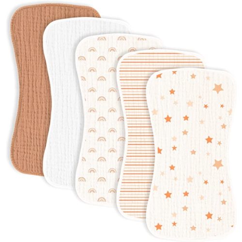 MairMore 5 Pack Muslin Baby Burp Cloths in Terracotta