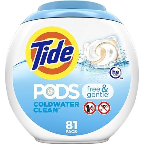 Tide PODS Free & Gentle Laundry Detergent Soap Pods, 81 count