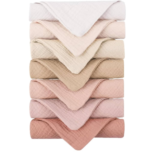 Konssy Baby Muslin Washcloths 7-Pack, 100% Cotton Baby Bath Washcloths, Soft & Absorbent Wash Cloths and Burp Cloths for Newborn Kids Girls & Boys, 11x11 inches