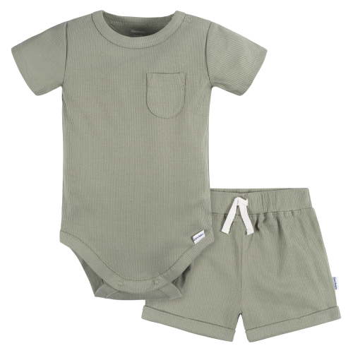 Gerber Baby Boy Top and Short Outfit Set, 2-Piece, Sizes Newborn - 24 Months