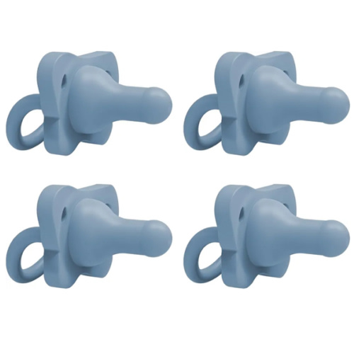 Dr. Brown's HappyPaci 100% Silicone Baby Pacifier, Contoured One-Piece Design, Blue, 0-6m, BPA-Free, 4 Pack