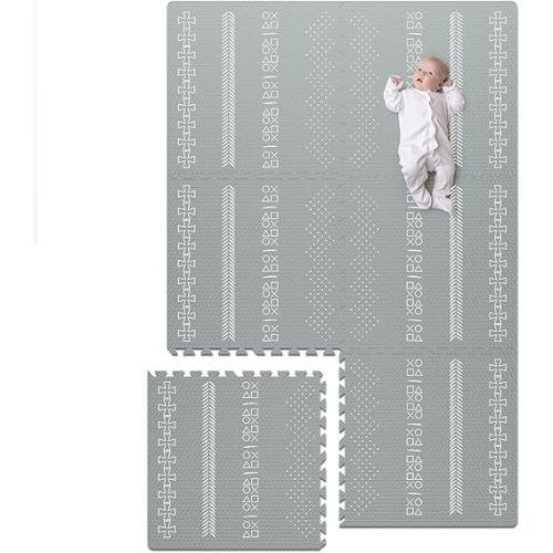 Soft Foam Baby Play Mat - 0.47 in Thick, Non-Toxic Foam Floor Mat, Infants and Kids Interlocking Foam Tiles Baby Playmat Tummy Time Mat (Green, 5.9 x 4 ft)