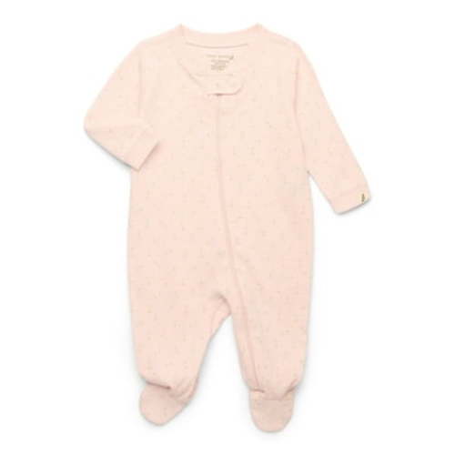 easy-peasy Baby Girls Layette Organic Cotton Footed Pajama One-Piece with Long Sleeves, Sizes 0M-9M