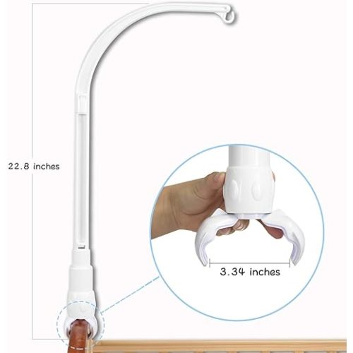 DIY 23 inches Crib Mobile arm Nursery Mobile arm Baby Mobile Hanger ,Adjusting The Claw Width of Mobile Hanger ,Mobile arm for Crib