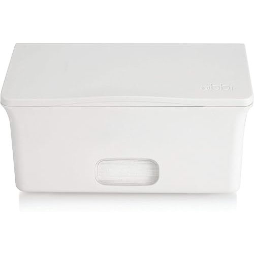 Ubbi Baby Wipes Dispenser | Baby Wipes Case | Baby Wipes Holder with Weighted Plate, Keeps Wipes Fresh and Non-Slip Rubber Feet, White
