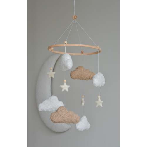 Boucle handmade clouds baby mobile