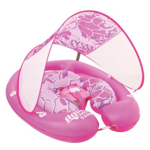 Aqua SwimSchool 2-in-1 Pool Cruiser Float for Girls, 3-18 Months, Pink Turtle