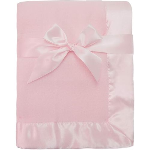 American Baby Company Fleece Blanket with Silk-Like Satin Trim, Soft, Warm & Cozy, Pink, 30" x 40" for Boys and Girls, Perfect for Baby Carrier, Stroller, Travel and Gifting