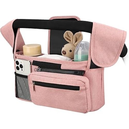 Accmor Universal Stroller Organizer with Insulated Cup Holder Detachable Phone Bag and Shoulder Strap,Stroller Bag Caddy Organizer Accessories Fits for Uppababy, Baby Jogger, Britax Strollers