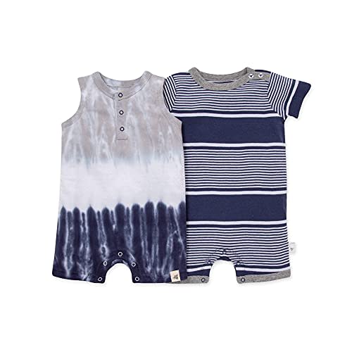 Burt's Bees Baby Baby Boys Short Sleeve Rompers, 100% Organic Cotton One-Piece Coverall and Layette Set