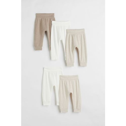 5-pack Cotton Pants, White/light beige melange