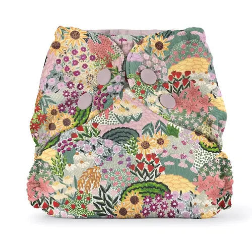 Esembly Cloth Diaper Cover - Reusable Swim Diaper, Waterproof, Breathable - Adjustable Outer Layer Over Absorbent Inner for Blowout Protection - Botanic Garden, Size 1 (7-17lbs)