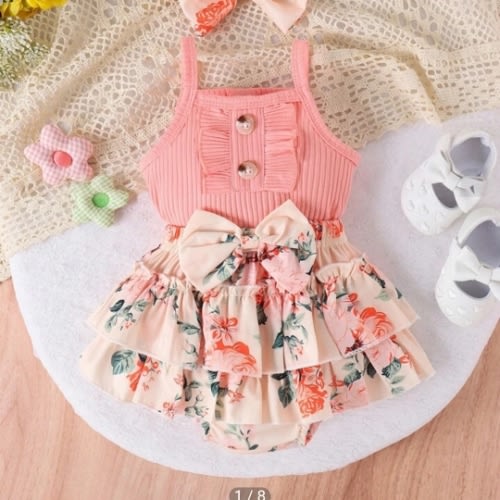 2pcs Baby Girls Lovely Bodysuit And Shorts Set For Summer | SHEIN USA