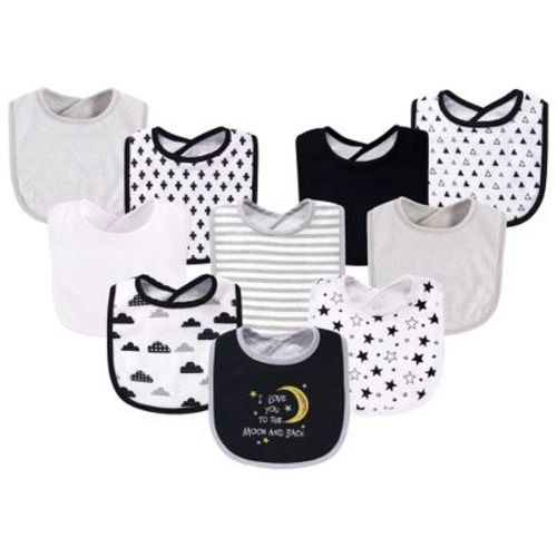 Hudson Baby Infant Cotton and Polyester Bibs 10pk, Moon And Back, One Size