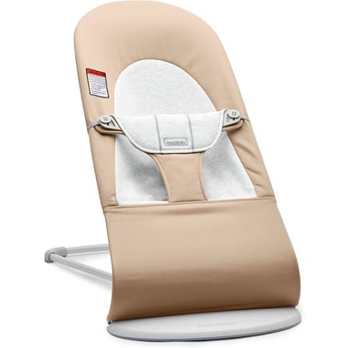 BabyBjörn Bouncer Balance Soft, Beige/Gray, Woven/Jersey | 2-in-1 Adjustable Baby Bouncer Seat and Toddler Chair, Newborn to Toddler (8-29 lbs), 4 Positions, Lightweight & Portable