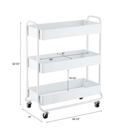 Large 3-Tier Rolling Cart | The Container Store