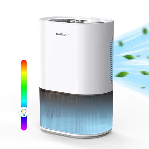 HUMSURE Dehumidifier 120 oz. Large Capacity Tank, Powerful Dehumidifier LED Display with Timer 7-Colour Ambient Light, Auto off, Sleep Mode, Timer, Energy Efficient Cabinet Bathroom