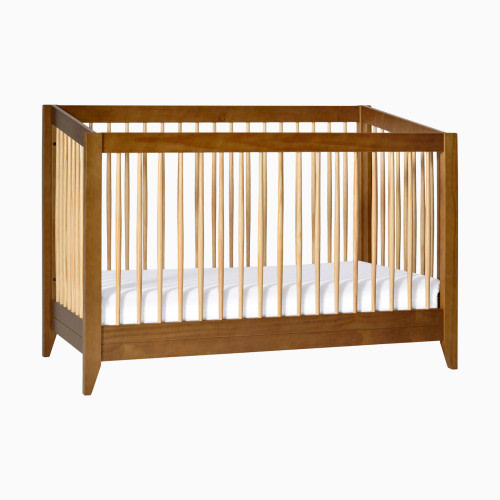 babyletto Sprout 4-in-1 Convertible Crib with Toddler Bed Conversion Kit - Chestnut/Natural