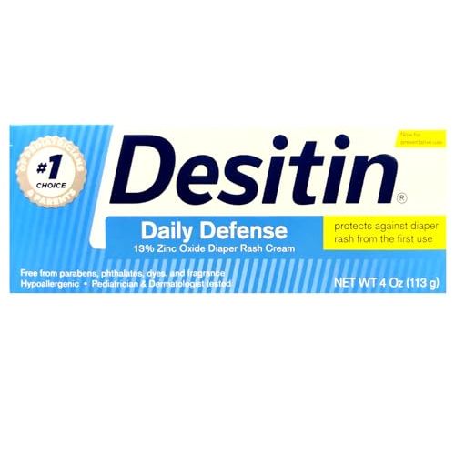 Desitin Daily Defense Baby Cream with Zinc Oxide to Treat, Relieve & Prevent Diaper Rash, Hypoallergenic, Dye, Phthalate & Paraben-Free, 4 Oz